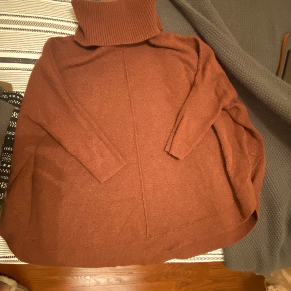 Loft Poncho Sweater Rust/Orange Loose Fit Women’s Large